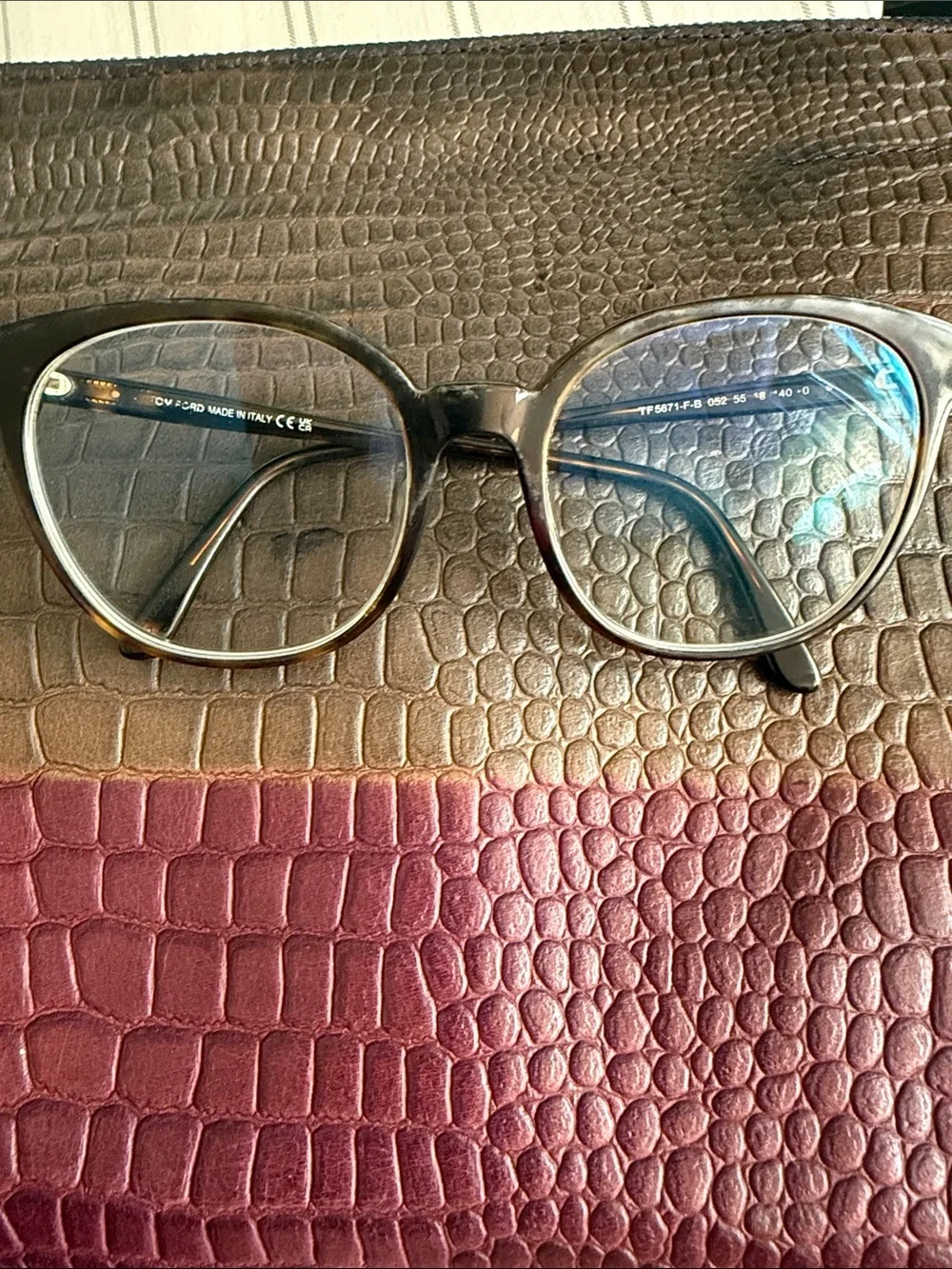 Authentic Tom Ford TF5671-F-B 052 Tortoise Eyeglasses Frames